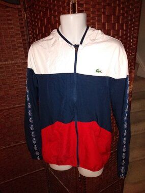 Women's Lacoste Sport Tennis Jacket Colorblock Windbreaker Hooded XL